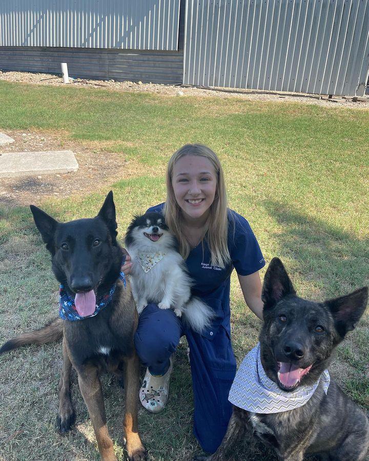 nic with her three dogs