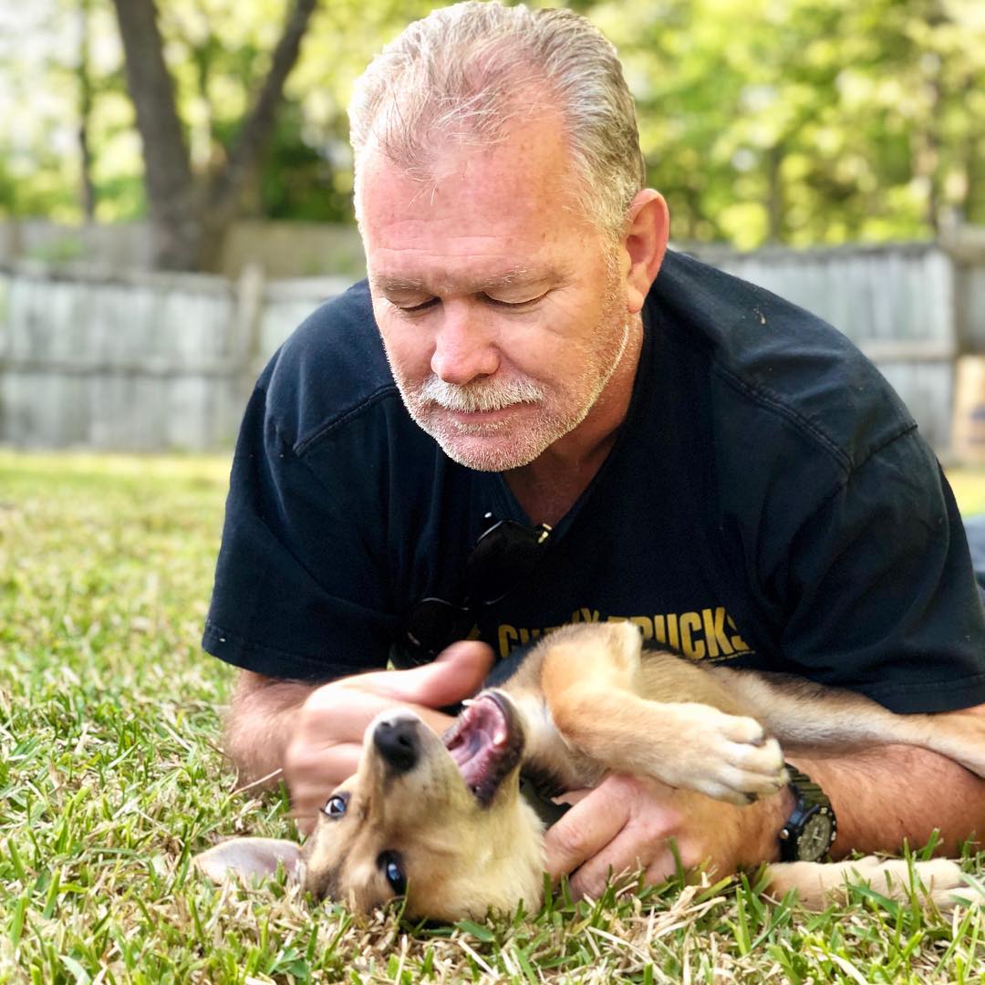 rocky playing with his dad