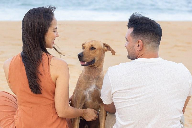 happy trio at the beach