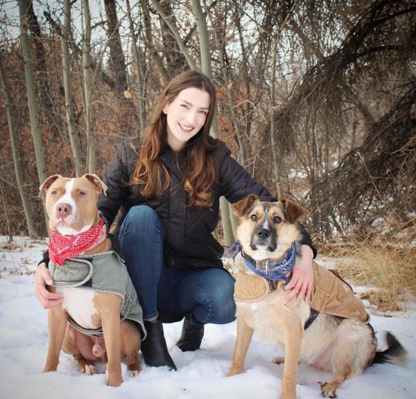 sarah with her two dogs