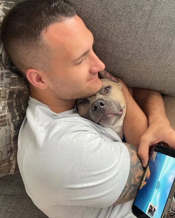 cuddling with dad in the couch