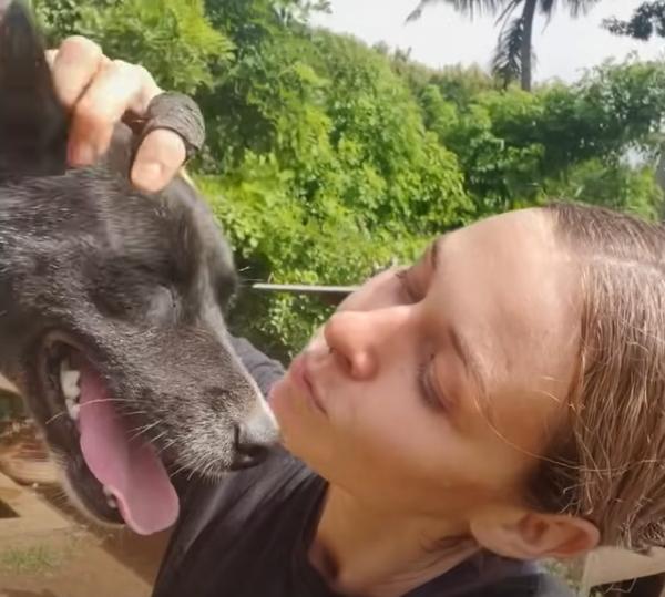 maddie with her kind rescuer maddie with her kind rescuer